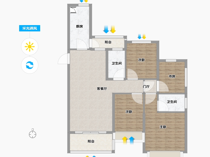 河南省-洛阳市-恒大绿洲-115.00-户型库-采光通风