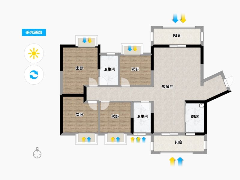 广西壮族自治区-南宁市-盛邦滨江府-104.69-户型库-采光通风