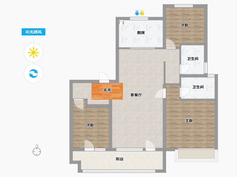 山东省-青岛市-宸悦府-102.40-户型库-采光通风