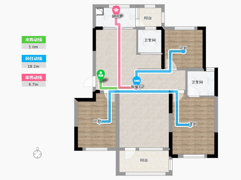 山东省-烟台市-翡翠康城-90.40-户型库-动静线