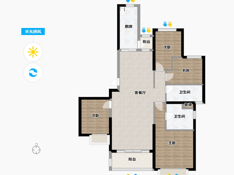 山西省-太原市-太原恒大金碧天下-112.40-户型库-采光通风