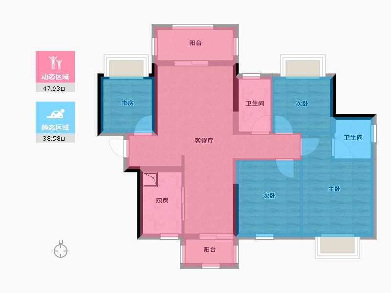 广西壮族自治区-南宁市-南宁云星钱隆江景-75.99-户型库-动静分区