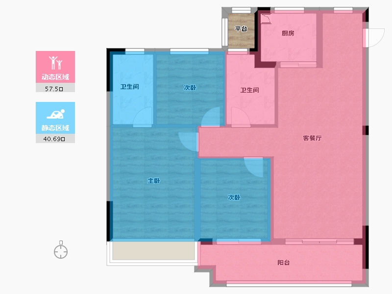 浙江省-台州市-旭辉府-90.00-户型库-动静分区