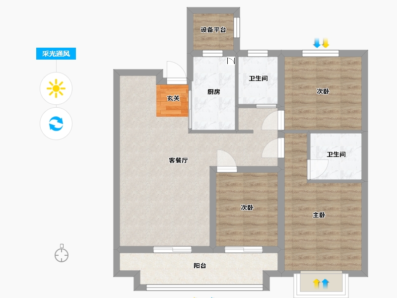 山西省-太原市-海唐金洲-78.19-户型库-采光通风