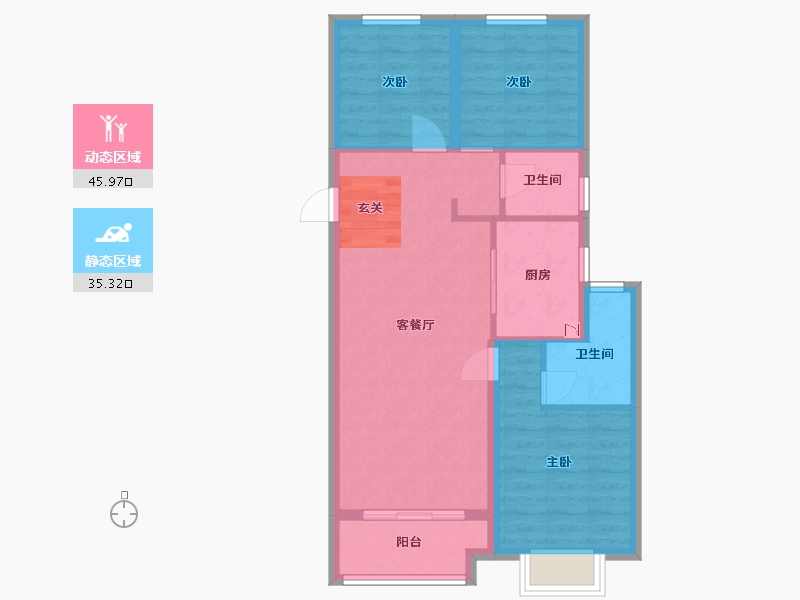 山西省-太原市-海唐金洲-72.77-户型库-动静分区