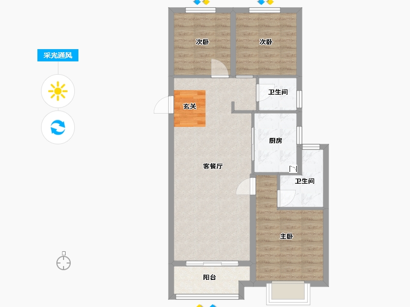 山西省-太原市-海唐金洲-72.77-户型库-采光通风