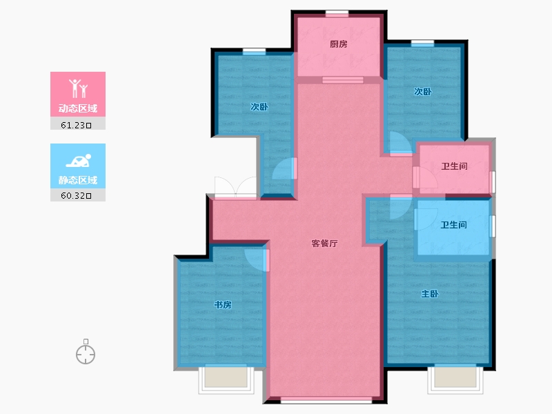 内蒙古自治区-包头市-昆区吾悦广场-107.83-户型库-动静分区