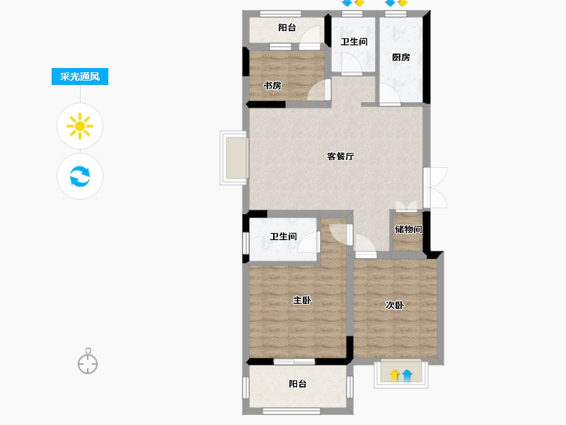 安徽省-安庆市-逸龙府-81.96-户型库-采光通风