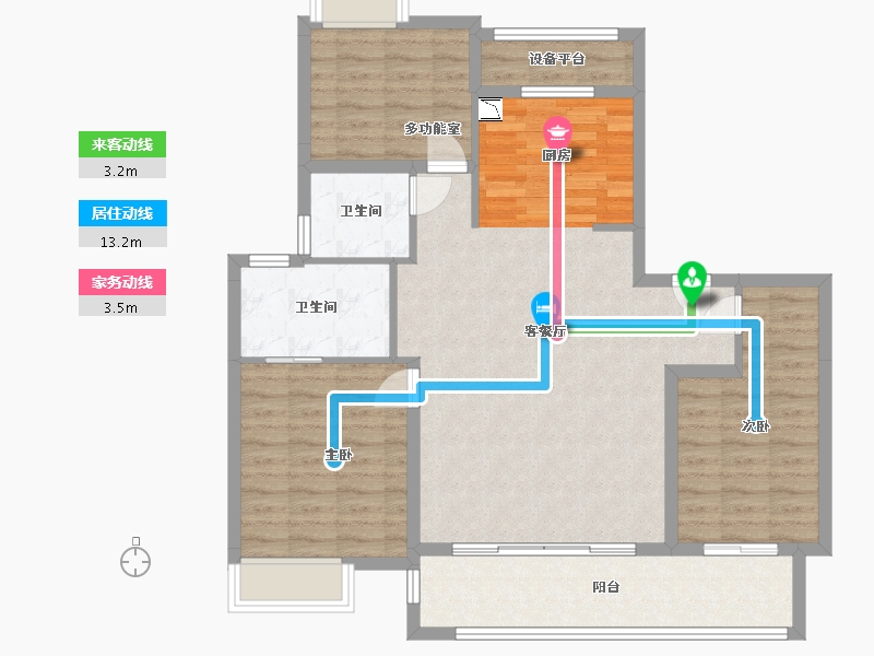 江苏省-南通市-万科方圆-102.14-户型库-动静线