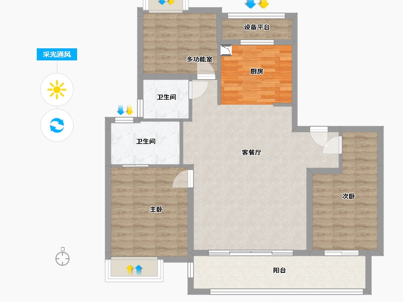 江苏省-南通市-万科方圆-102.14-户型库-采光通风