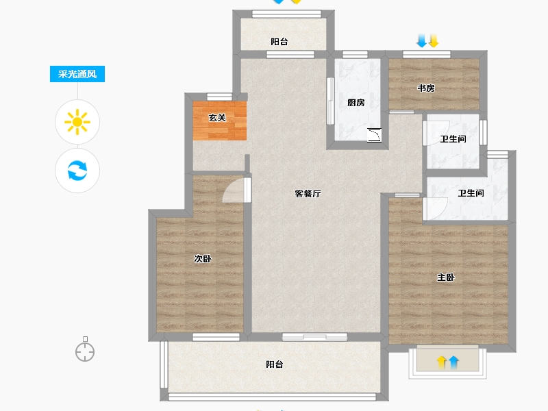 江苏省-南通市-九溪源著-96.00-户型库-采光通风