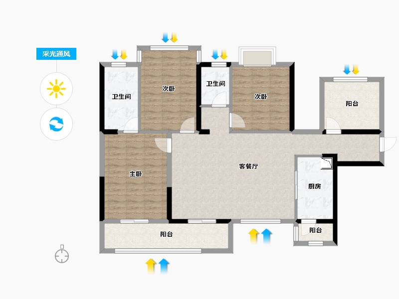 广西壮族自治区-南宁市-荣和公园大道华府-113.22-户型库-采光通风