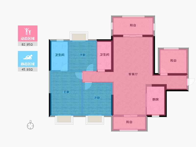 广西壮族自治区-南宁市-荣和公园大道华府-115.87-户型库-动静分区