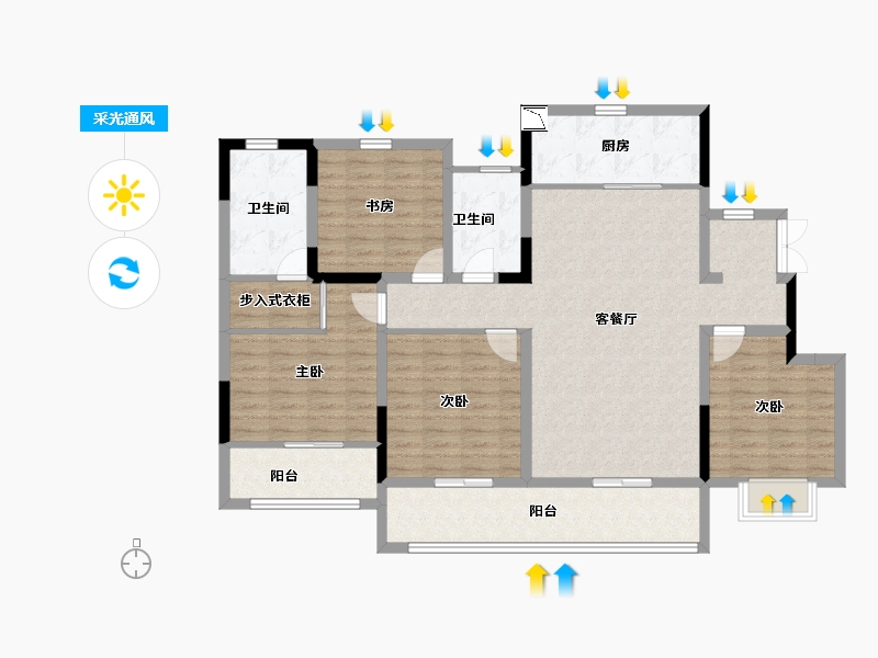 四川省-广安市-西溪云麓-120.00-户型库-采光通风