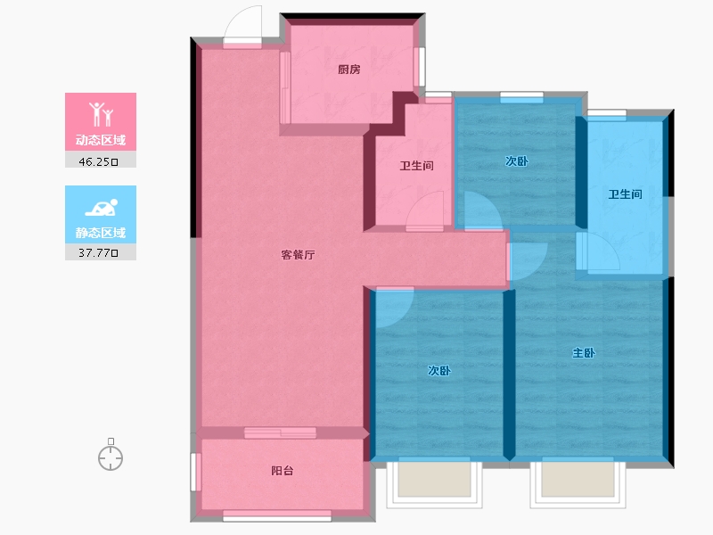 浙江省-杭州市-九章赋-74.34-户型库-动静分区