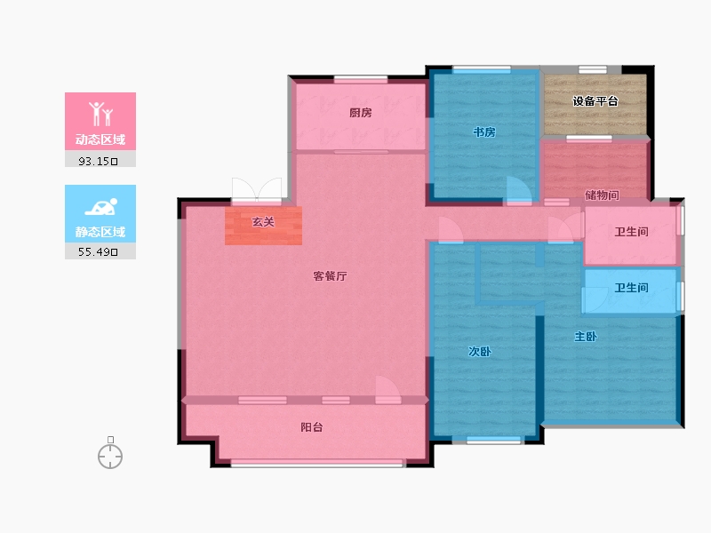 宁夏回族自治区-银川市-宝湖印象-140.00-户型库-动静分区