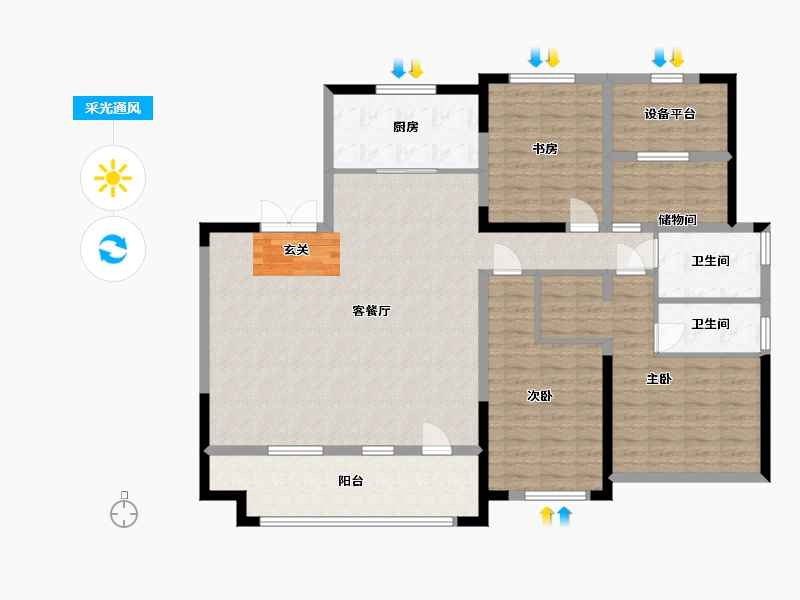 宁夏回族自治区-银川市-宝湖印象-140.00-户型库-采光通风