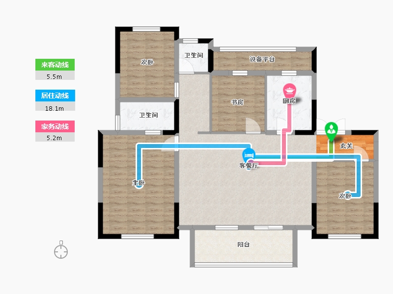 宁夏回族自治区-银川市-宝湖印象-124.80-户型库-动静线