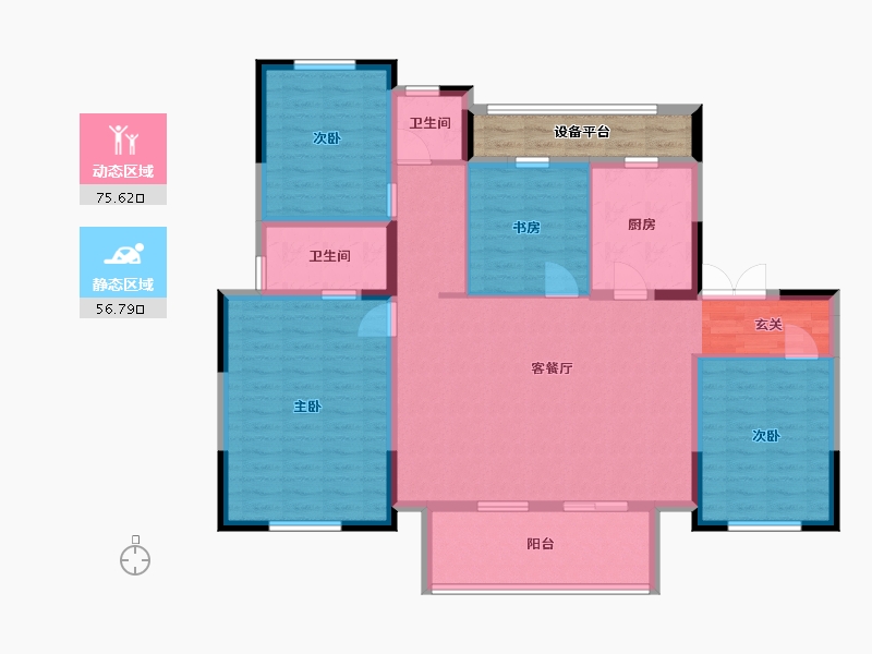 宁夏回族自治区-银川市-宝湖印象-124.80-户型库-动静分区