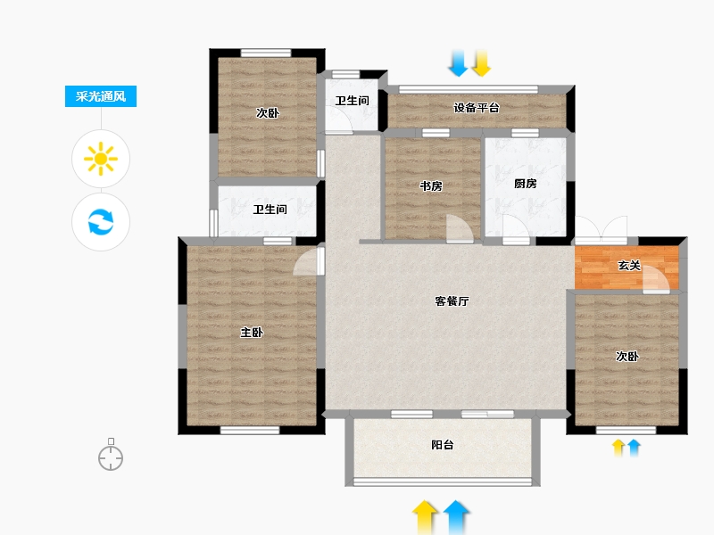 宁夏回族自治区-银川市-宝湖印象-124.80-户型库-采光通风