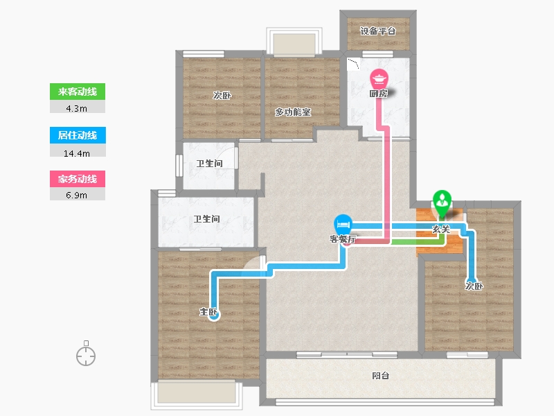 江苏省-南通市-万科方圆-125.24-户型库-动静线