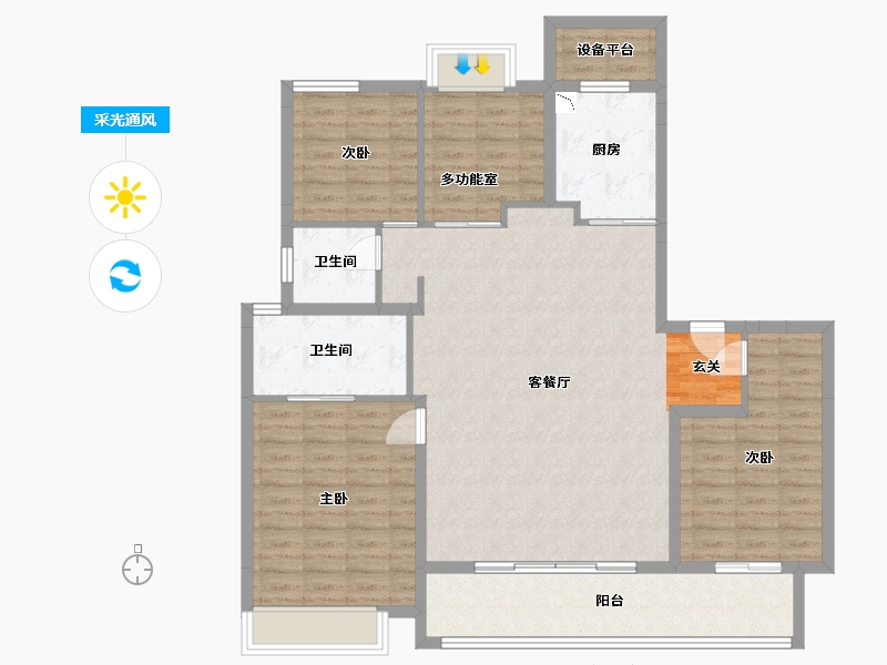 江苏省-南通市-万科方圆-125.24-户型库-采光通风