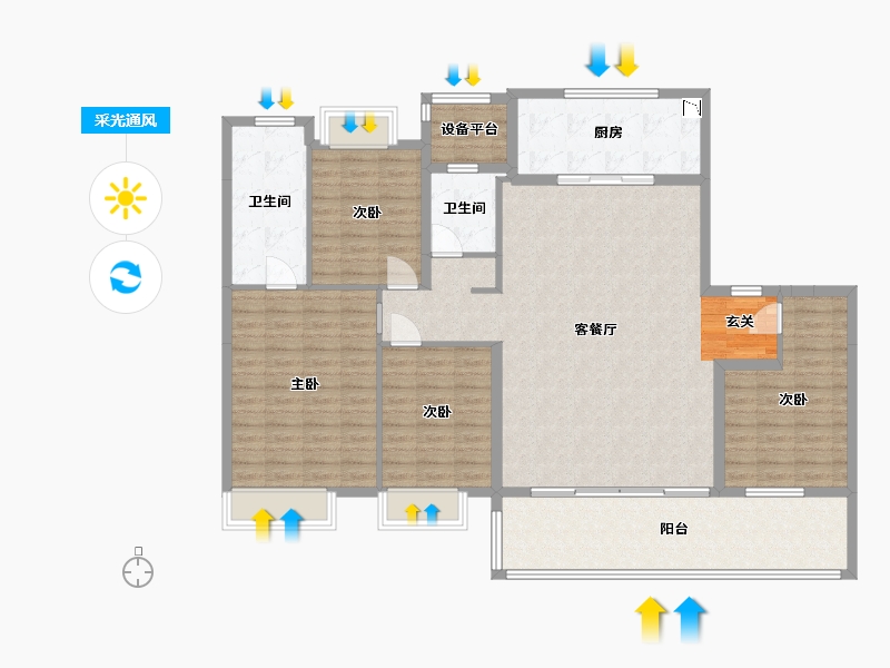 江苏省-南通市-万科方圆-143.52-户型库-采光通风