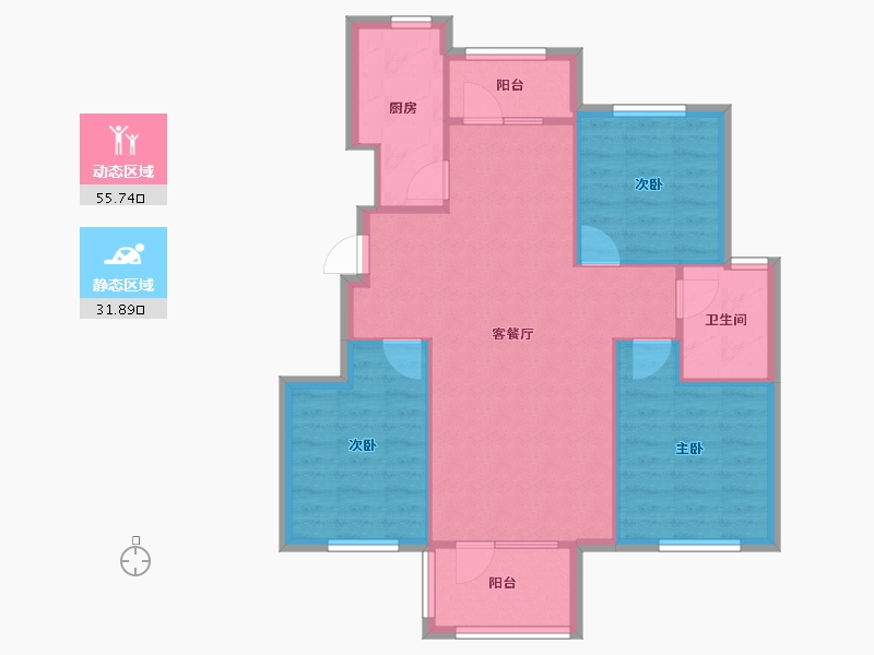 辽宁省-沈阳市-远洋仰山-79.61-户型库-动静分区