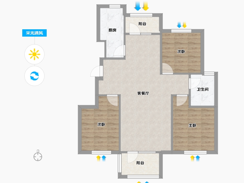 辽宁省-沈阳市-远洋仰山-79.61-户型库-采光通风