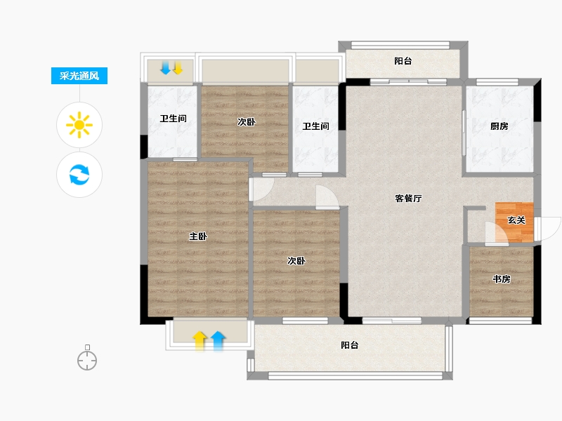 广东省-湛江市-中金时代广场-106.49-户型库-采光通风