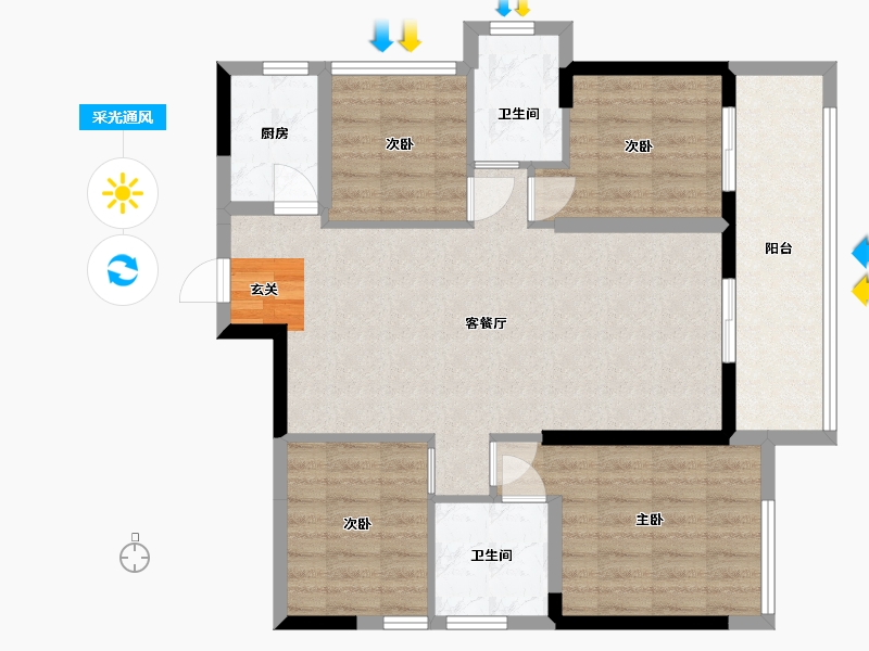 广东省-湛江市-钰海豪庭-88.79-户型库-采光通风