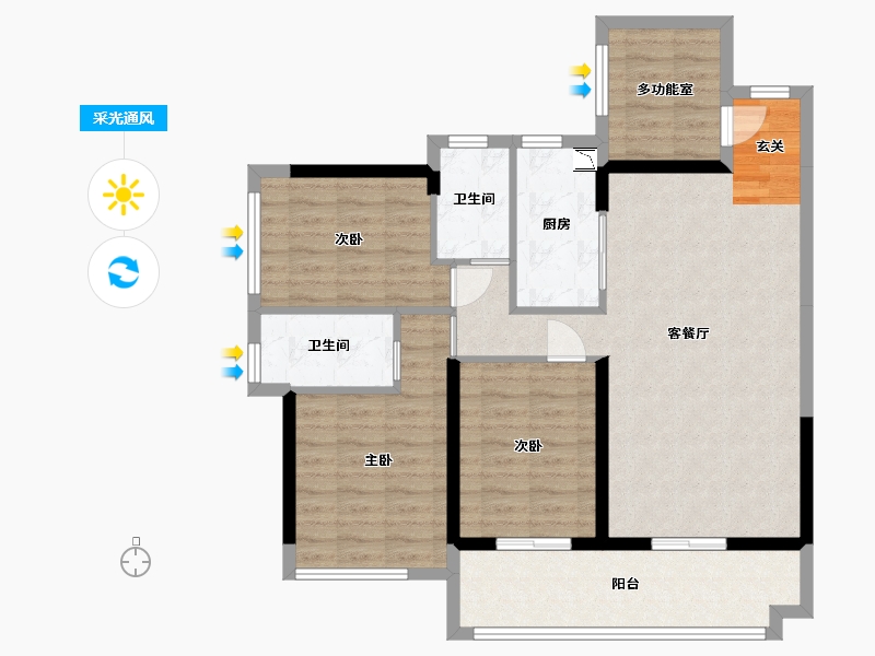 广东省-湛江市-钰海豪庭-96.17-户型库-采光通风