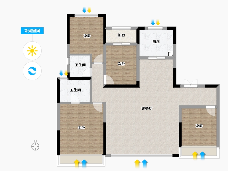 陕西省-西安市-天地源龙湖春江天境-119.75-户型库-采光通风