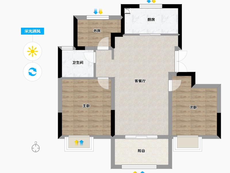 安徽省-芜湖市-怡康江郡-71.20-户型库-采光通风