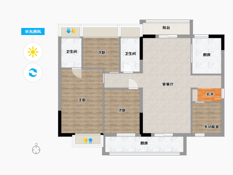 广东省-湛江市-中金时代广场-105.34-户型库-采光通风