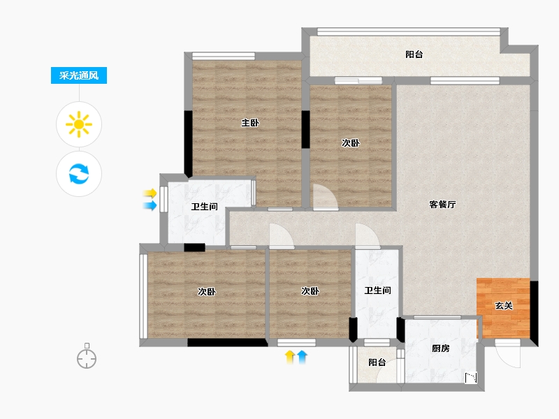 广东省-湛江市-康达轩-103.62-户型库-采光通风