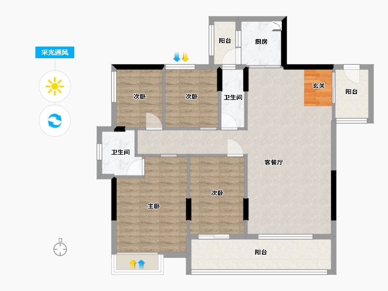 广东省-湛江市-康达轩-104.95-户型库-采光通风