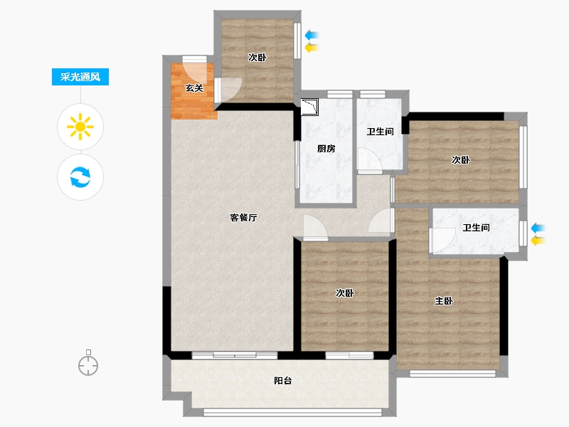 广东省-湛江市-钰海豪庭-98.48-户型库-采光通风