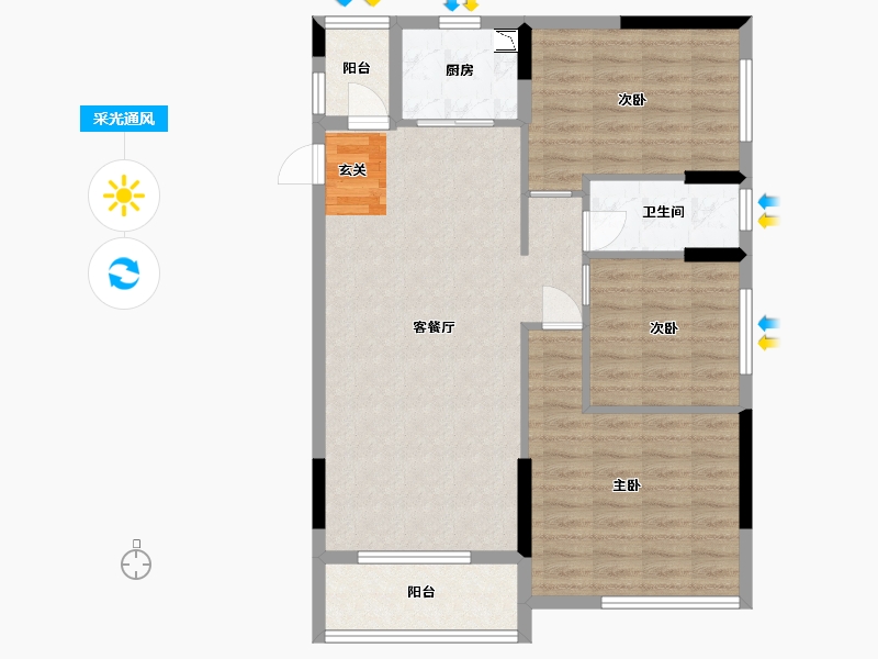 广东省-湛江市-康达轩-86.85-户型库-采光通风