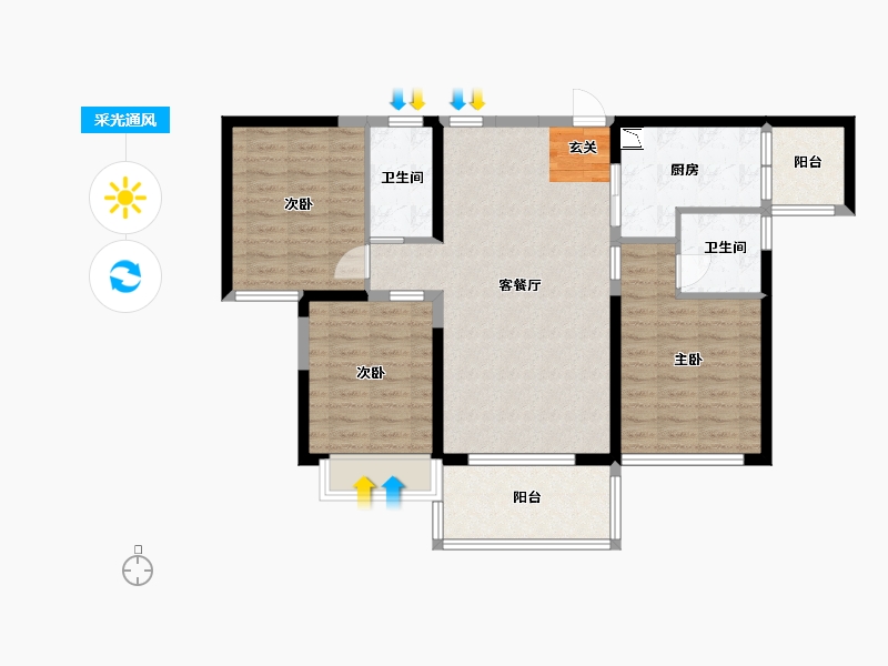 广东省-湛江市-黄坡碧桂园-94.40-户型库-采光通风