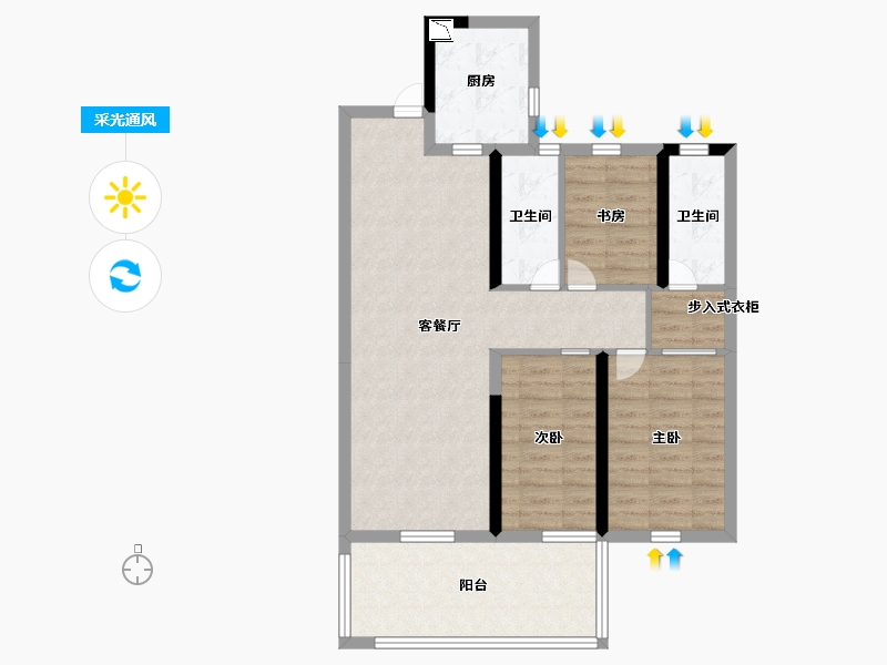 安徽省-阜阳市-华润阜阳中心-84.99-户型库-采光通风