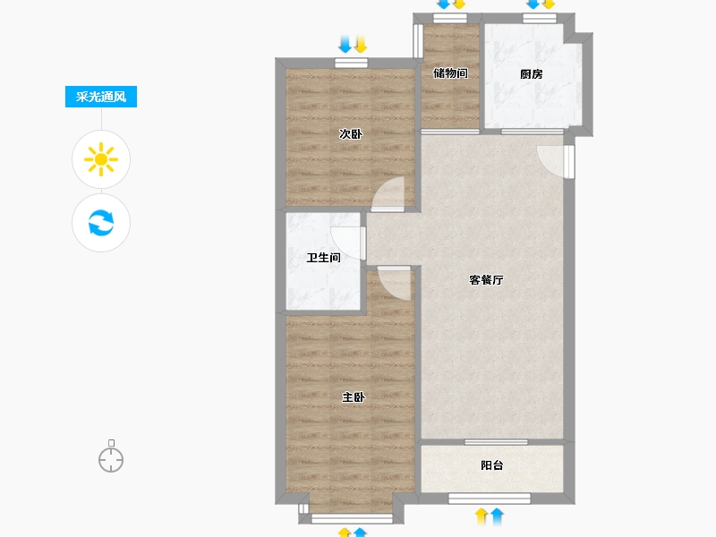 宁夏回族自治区-银川市-银川西夏万达广场-69.62-户型库-采光通风