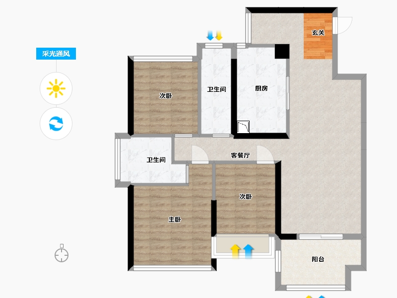 广东省-湛江市-假日名苑-96.02-户型库-采光通风