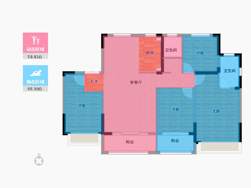 江苏省-扬州市-时润蓝湾-114.15-户型库-动静分区