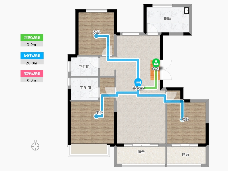 江苏省-扬州市-时润蓝湾-104.80-户型库-动静线