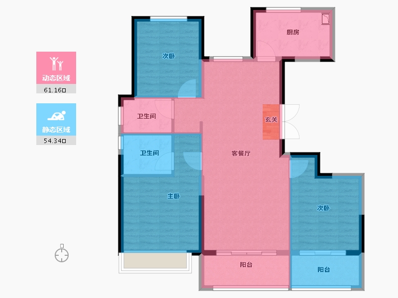 江苏省-扬州市-时润蓝湾-104.80-户型库-动静分区