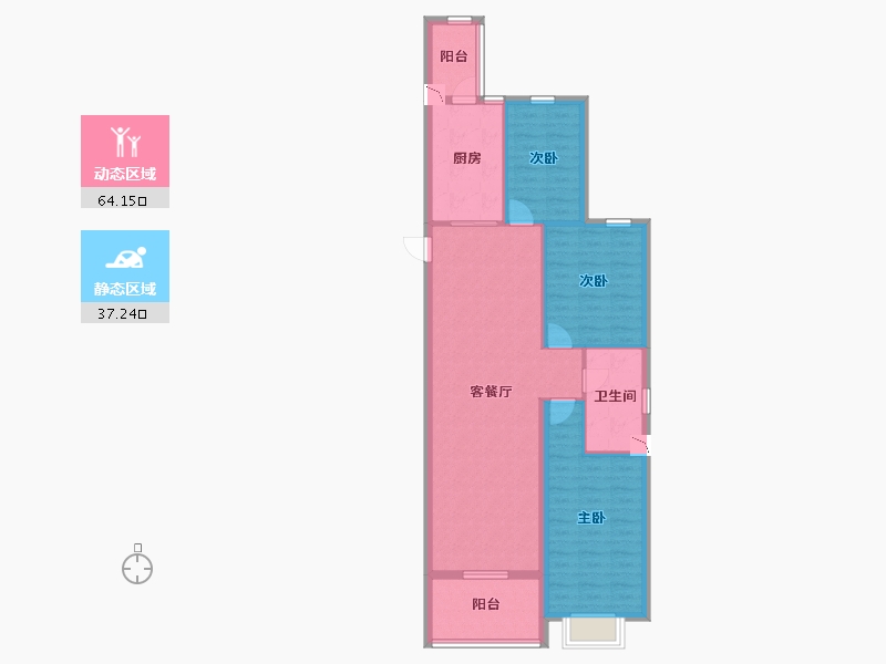 山东省-淄博市-淄博恒大御澜庭-91.20-户型库-动静分区