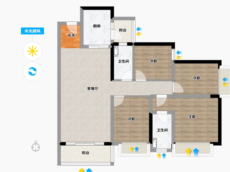 广东省-东莞市-信鸿誉庭-92.63-户型库-采光通风