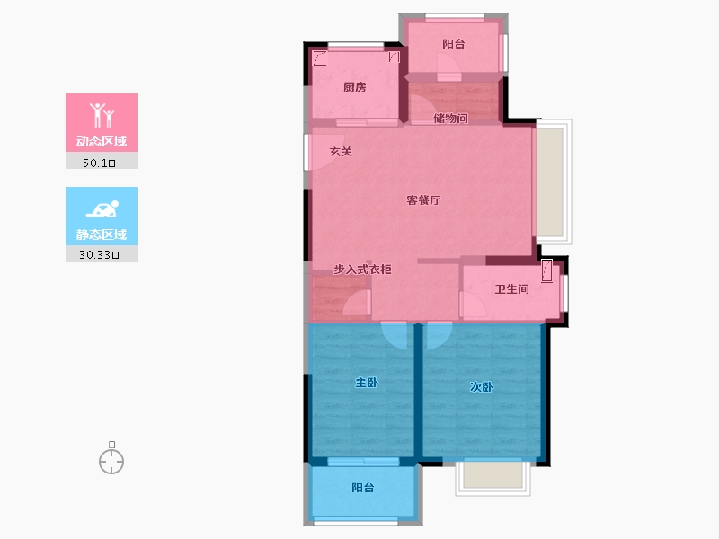 浙江省-宁波市-荣安林语春风-71.21-户型库-动静分区