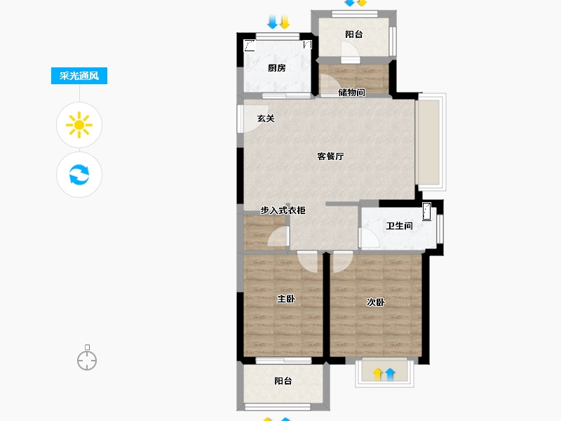 浙江省-宁波市-荣安林语春风-71.21-户型库-采光通风